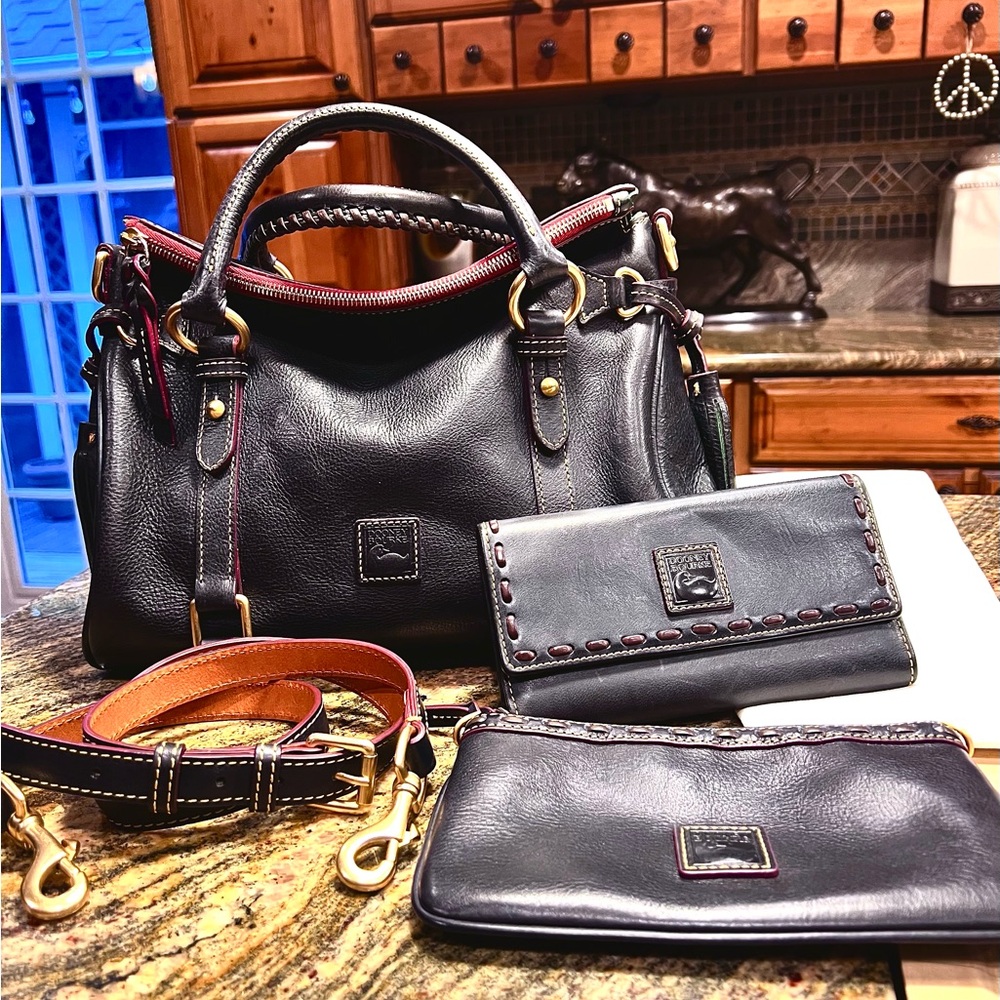 Dooney & Bourke Navy Florentine Satchel with Accessories